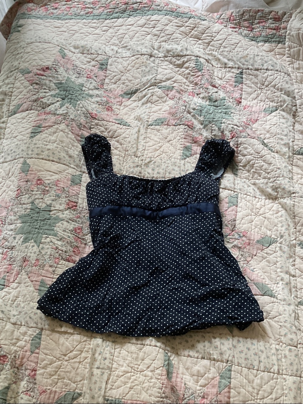 Navy and White Polka Dot Tank Top